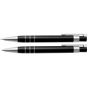 Lakkozott tollkészlet, fekete tollbetéttel, tolltartóval