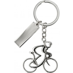 Biciklis alakú, nikkelezett fém kulcstartó