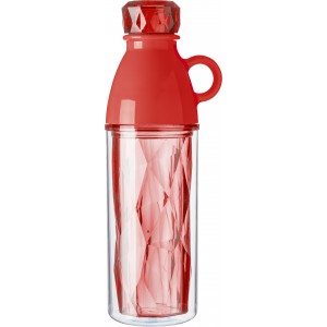 Duplafalú palack, műanyag, piros