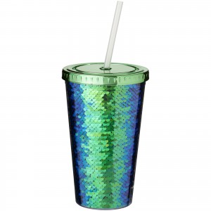 Festus flitteres akril pohár, kék/zöld